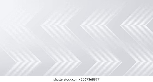 Grey white minimal arrows abstract technology background. Vector banner graphic design