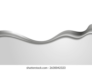 Fondo minimalista gris y blanco con onda metálica abstracta. Diseño de Vector