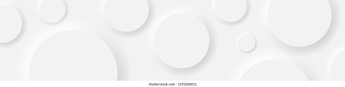 Grey white minimal circles abstract geometry background. Vector banner design