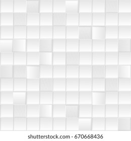 Grey and white minimal tech squares pattern background. Paper vector design