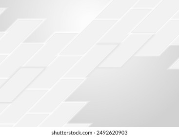 Grey white minimal tiles tech geometric background. Vector abstract graphic design