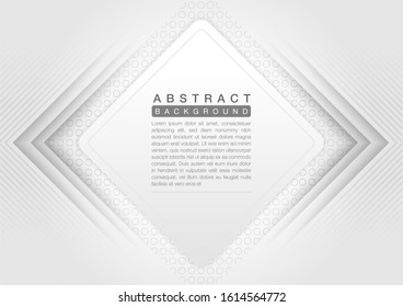 Grey and white modern design geometric abstract background with stripes and square frame, cover book design, poster and banner, Vector Illustration