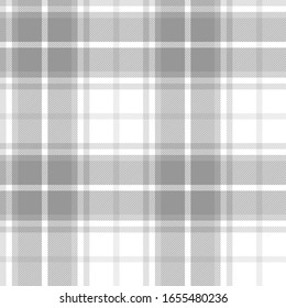 Grey and White modern tartan plaid Scottish seamless pattern.Texture from tartan, plaid, tablecloths, clothes, shirts, dresses, paper, bedding, blankets and other textile products.