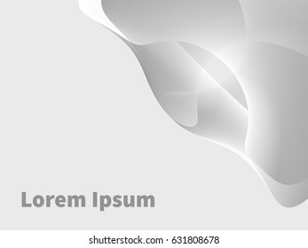 Grey and white monochrome abstract light background with wave. Web banner, template for business cards. Vector illustration