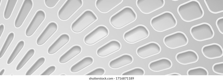 Grey and white papercut 3d grid abstract background. Corporate geometric paper vector banner design