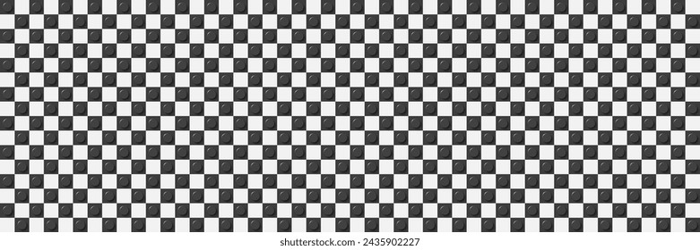 Grey and white plastic construction plate banner. Closeup plastic toy block. Abstract vector background. Seamless modern pattern