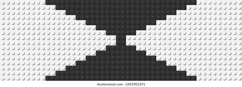 Banner de placa de construcción de plástico gris y blanco. Bloque de juguete de plástico de primer plano. Fondo abstracto del vector