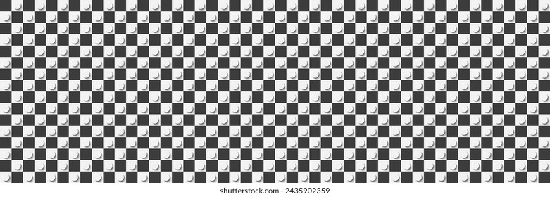 Grey and white plastic construction plate banner. Closeup plastic toy block. Abstract vector background. Seamless modern pattern