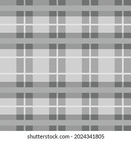 Grey and white Scotland textile seamless pattern. Fabric texture check tartan plaid. Abstract geometric background for cloth, card, fabric. Monochrome graphic repeating design. Modern squared ornament