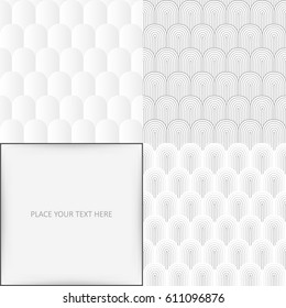 Grey white seamless background set, vector illustration