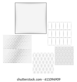 Grey white seamless background set, vector illustration