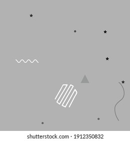 Grey White Silver Shadows Modern Hipster Style Background. Square Triangle Oval Digital Geometrical Art Illustration. Gray Black Calm Vector Illustration. Polygon Pastel Chaos Modern Art Pattern.