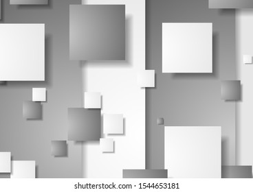 Grey and white squares abstract technical background. Geometric corporate vector design