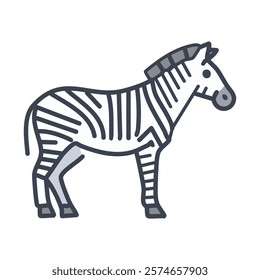 Grey and white stripes zebra icon vector isolated on white background