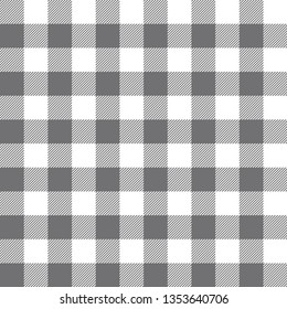 Grey and white tartan seamless pattern. Lumberjack square print. Abstract art. Decorative wallpaper. Traditional Gingham texture background for tablecloths, paper, textile, fabric, napkin, shirt.