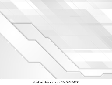 Grey white tech geometric corporate abstract background. Vector design