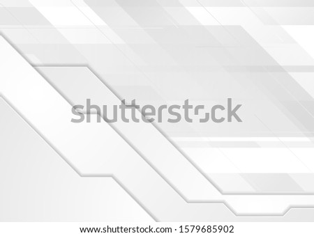 Grey white tech geometric corporate abstract background. Vector design