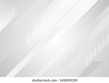 Grey and white tech geometric minimal design. Abstract futuristic monochrome background. Vector illustration