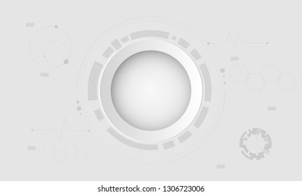 Grey white technology abstract background vector.