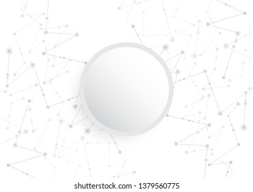 Grey white Technology abstract background. Communication concept innovation background Circle empty space for your text.