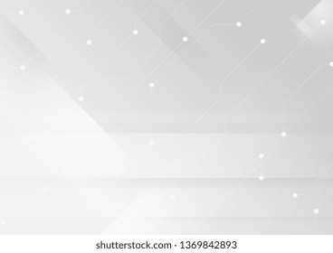 Grey white technology circuit board lines background. Vector design