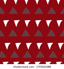 grey and white triangles on red background seamless vector illustration repeat pattern