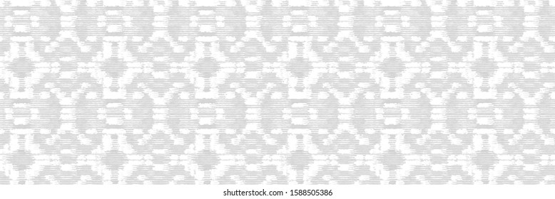 Grey White Vector Banner . Monochrome Irregular Tapestry Kelim. Woven Effect Melange Textured Border Background. Rough Damask Rug Graphic Distressed Weave. Seamless Distressed Edging Pattern EPS 10
