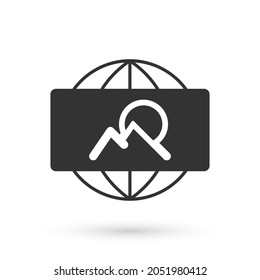 Grey Wide angle picture icon isolated on white background. Panorama view.  Vector