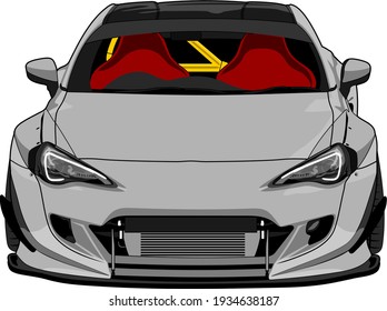 Grey widebody style front side car vector illustration