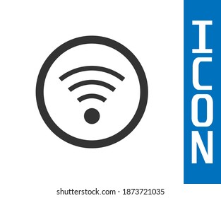 Grey Wi-Fi wireless internet network symbol icon isolated on white background.  Vector