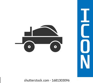 Grey Wild west covered wagon icon isolated on white background.  Vector Illustration