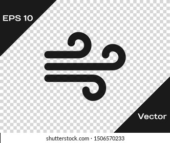 Grey Wind icon isolated on transparent background. Windy weather.  Vector Illustration
