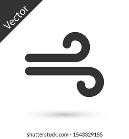 Grey Wind icon isolated on white background. Windy weather.  Vector Illustration