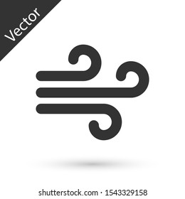 Grey Wind icon isolated on white background. Windy weather.  Vector Illustration