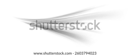 Grey wind line element. Light gris curve speed effect. Air stream flow wavy motion trace. Blowing wind wave concept. Swoosh and swirl stripe path design illustration. Vector grey swoosh element