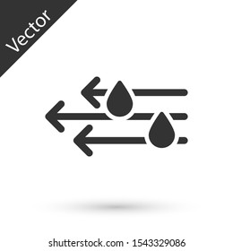 Grey Wind and rain icon isolated on white background. Windy weather.  Vector Illustration
