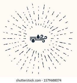 Grey Wind and rain icon isolated on beige background. Windy weather. Abstract circle random dots. Vector Illustration