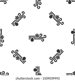 Grey Wind and rain with snow icon isolated seamless pattern on white background. Windy weather.  Vector Illustration