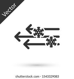 Grey Wind and snow icon isolated on white background. Windy weather.  Vector Illustration