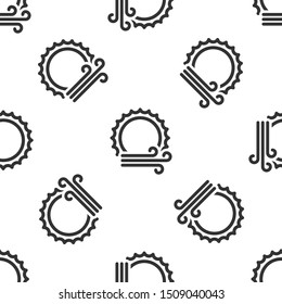Grey Wind and sun icon isolated seamless pattern on white background. Windy weather.  Vector Illustration