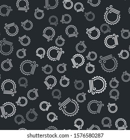 Grey Wind and sun icon isolated seamless pattern on black background. Windy weather.  Vector Illustration