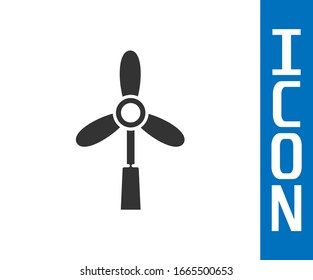 Grey Wind turbine icon isolated on white background. Wind generator sign. Windmill for electric power production.  Vector Illustration