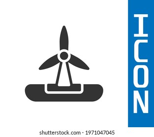Grey Wind turbine icon isolated on white background. Wind generator sign. Windmill for electric power production.  Vector