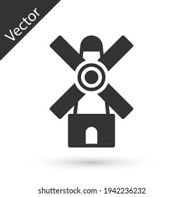 Grey Windmill icon isolated on white background. Vector