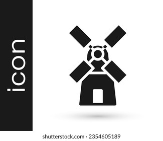 Grey Windmill icon isolated on white background.  Vector