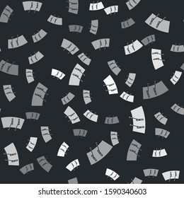 Grey Windscreen wiper icon isolated seamless pattern on black background.  Vector Illustration