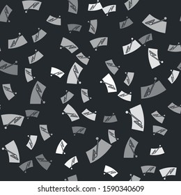 Grey Windscreen wiper icon isolated seamless pattern on black background.  Vector Illustration