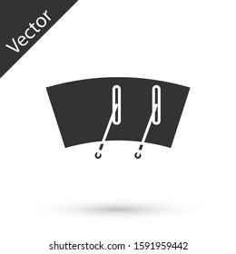 Grey Windscreen wiper icon isolated on white background.  Vector Illustration