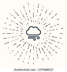 Grey Windy weather icon isolated on beige background. Cloud and wind. Abstract circle random dots. Vector Illustration