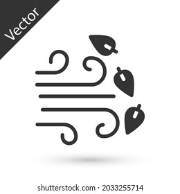 Grey Windy weather icon isolated on white background. Cloud and wind.  Vector